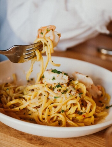 Beautifully plated dish of pasta